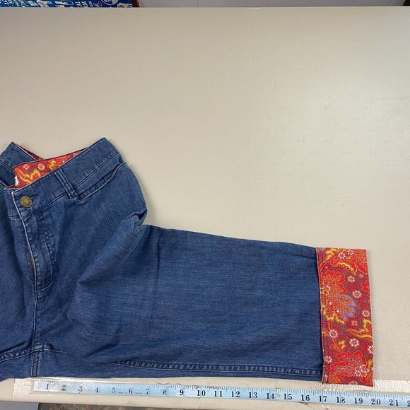 Pendleton Crop Jeans Womens 10 Cuffed Contrast Paisley Trim Preppy Retro 32x20 - Picture 10 of 14